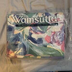 New Vintage Wamsutta Multicolor Abstract No Iron Ultracale King Fitted Sheet